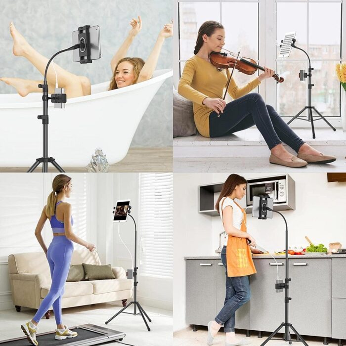 universal phone tablet mount tripod 360 rotating adjustable floor stand 07 - selfiestick.bg