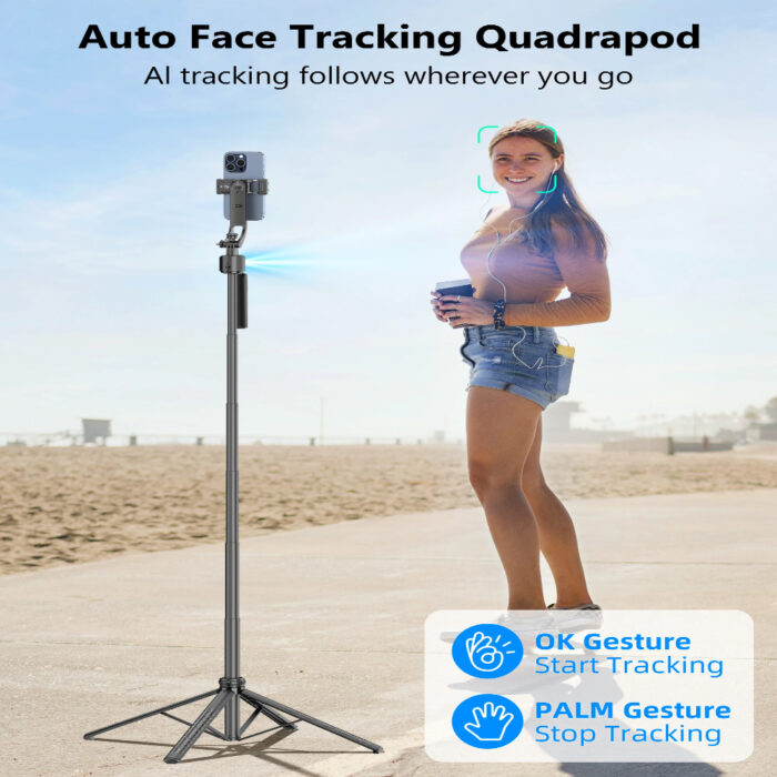 Selfiestick Bg Hsu C17 Selfiestick Qadrapod Ai Face Tracking Gimbal 003 - Триподи & Стативи