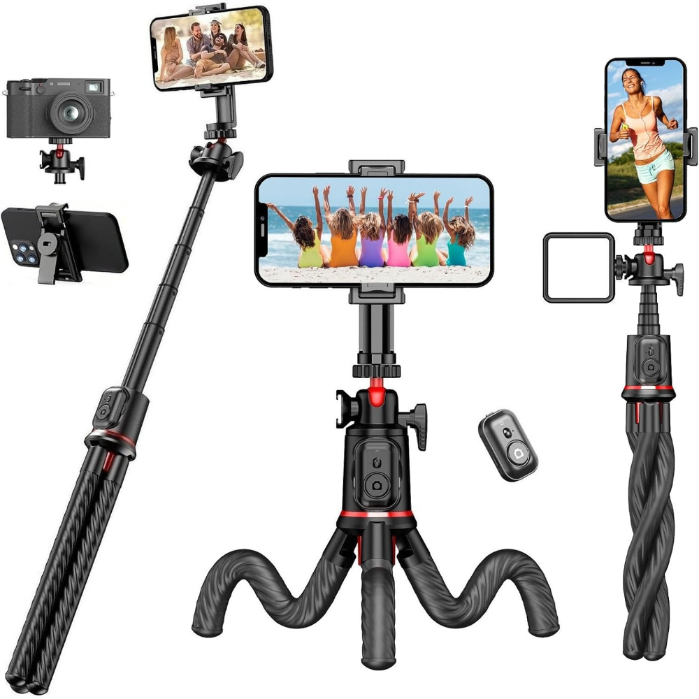 selfiestick-bg-hsu-flexible-portable-tripod-c03-0 HSU C03 Flexible Tripod – Телескопичен статив 3в1 тип Октопод - Image 1